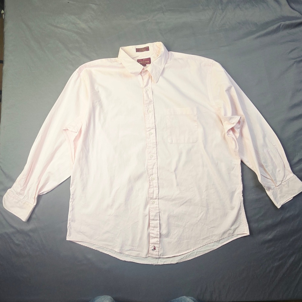 Nordstrom Classic Dress Shirt Men's 18.5-34 Pink Pinpoint Cotton Button Down